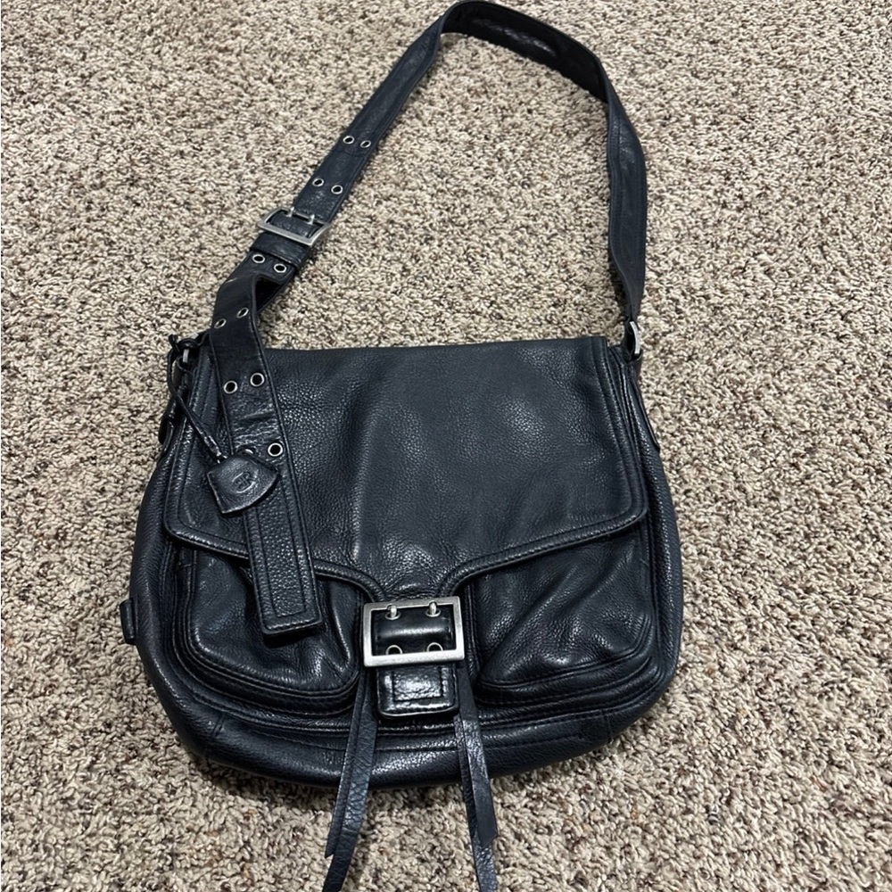 Black Leather Banana Republic moto biker Shoulder Bag